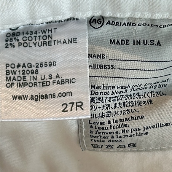 AG Adriano Goldschmied The Prima White Mid Rise Cigarette Skinny Jeans size 27 - Picture 11 of 14